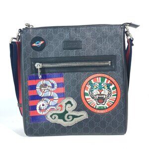 GUCCI Black Canvas Messenger Shoulder Bag